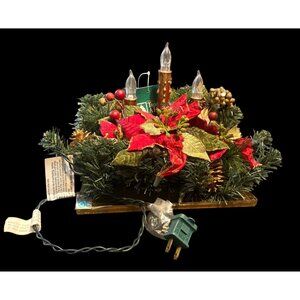 Vtg Christmas Centerpiece Pinecones Poinsettia Candles By Trim A Home